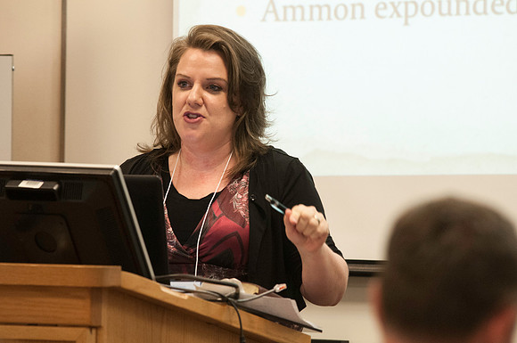 The Faculty Conference held in the Hinckley Building is a forum for academic dialogue. It began with keynote speaker Ann Marie Harmon, then separated into various classes and concluded with various ex