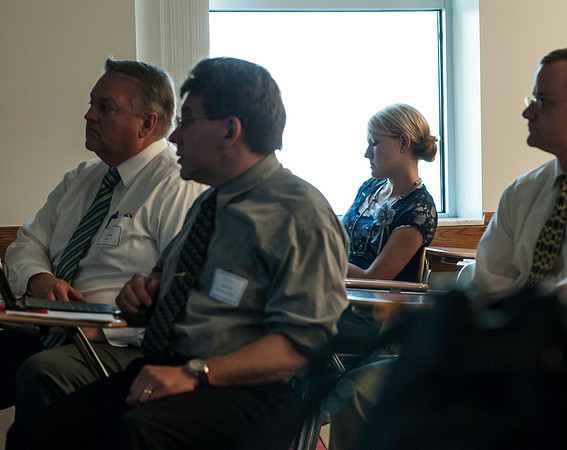 The Faculty Conference held in the Hinckley Building is a forum for academic dialogue. It began with keynote speaker Ann Marie Harmon, then separated into various classes and concluded with various ex
