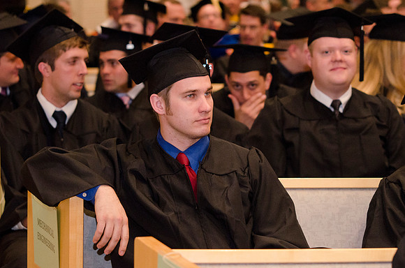 Graduates wait for Convocation to begin. Photo by Erik Hill.