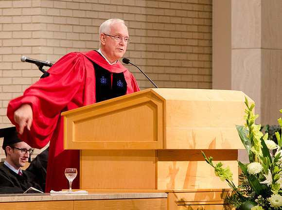 Elder Robert C. Gay of the first Quorum of the Seventy speaks during the College of Physical Science and Engineering Convocation. Photo by Erik Hill