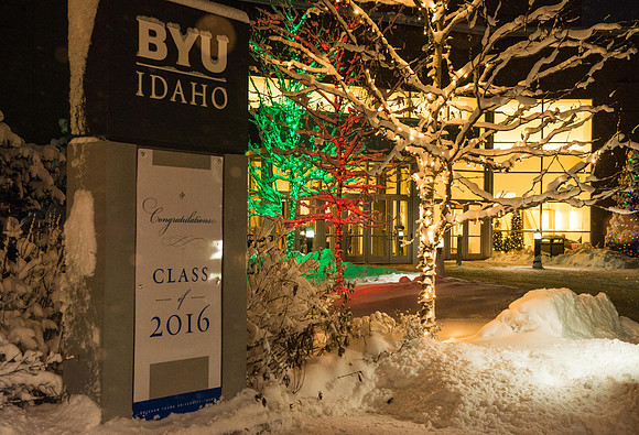 BYU-Idaho campus becomes a Winter Wonderland on graduation day.