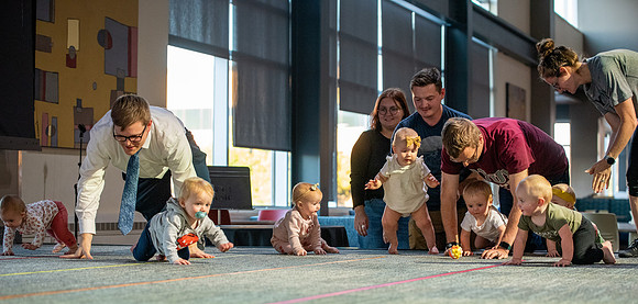 Spirit week baby racing event at the MC!