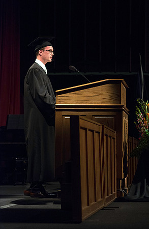 Convocation Ceremonies for the College of Business and Communication in the Hart Auditorium at BYU-Idaho. Student Speaker, Andrew F. Gordon.