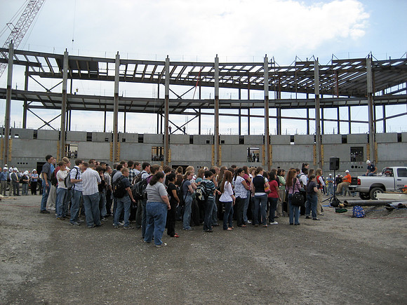 Construction on the Auditorium, later named the BYU-Idaho Center.