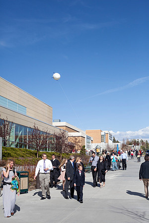 Family and friends gather on the BYU-Idaho campus to celebrate students that are graduating.