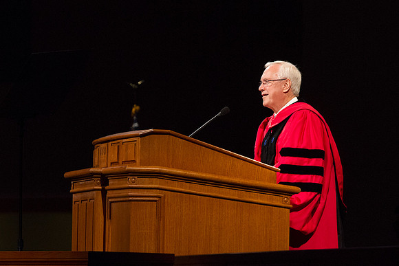Elder Robert C. Gay of the First Quorum of the Seventy, speaks to the BYU-Idaho graduates during the 2015 April Commencement Ceremony.