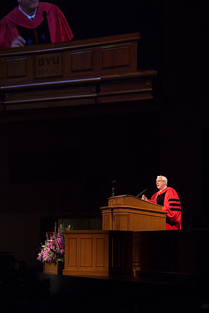 Elder Robert C. Gay of the First Quorum of the Seventy, speaks to the BYU-Idaho graduates during the 2015 April Commencement Ceremony.