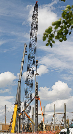 Construction on the Auditorium, later named the BYU-Idaho Center.