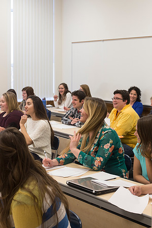 Students enjoying Brother Marion Johnstun's ED 334 Teacher Education Class.