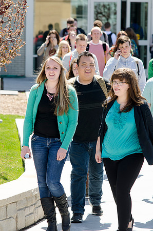 Spring semester 2015 begins with sunshine and blossoms. Students come back to school and look forward to summer in Rexburg. Photo by Erik Hill.