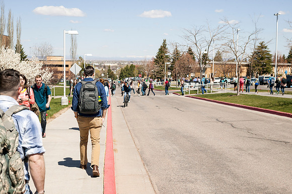 Students walk to and from class on the first day of Spring Semester.