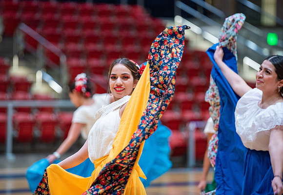 Students rehearsing for cultural night at the hart building.