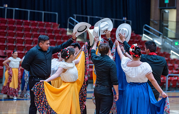 Students rehearsing for cultural night at the hart building.