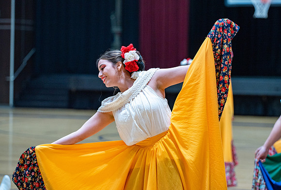 Students rehearsing for cultural night at the hart building.