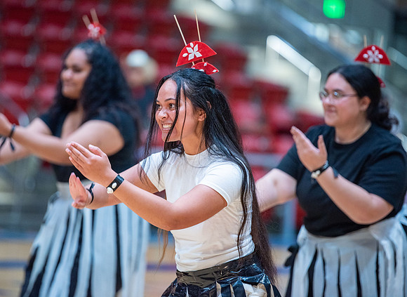 Students rehearsing for cultural night at the hart building.