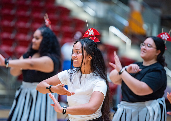 Students rehearsing for cultural night at the hart building.