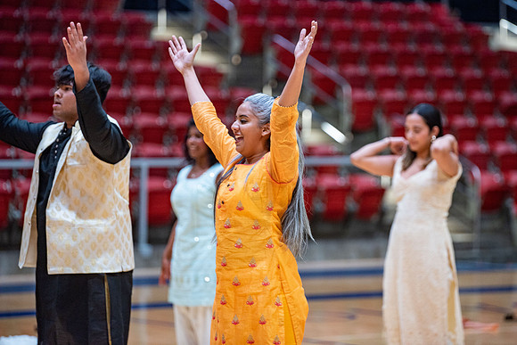 Students rehearsing for cultural night at the hart building.