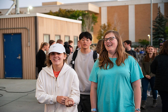 Students participating in the helping hands service night.