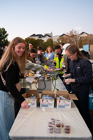 Students participating in the helping hands service night.