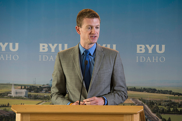 BYU-Idaho's new President, Clark G. Gilbert meets with the press. Marc Stevens opens up the press conference to the media for questions and answers.
