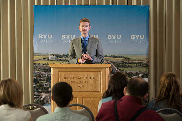 BYU-Idaho's new President, Clark G. Gilbert meets with the press. Marc Stevens opens up the press conference to the media for questions and answers.