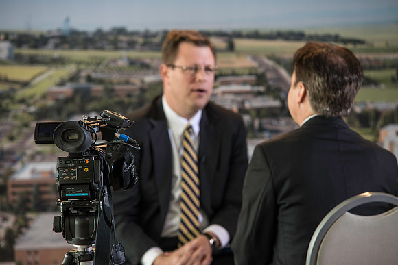 BYU-Idaho's new President, Clark G. Gilbert meets with the press. Marc Stevens opens up the press conference to the media for questions and answers.