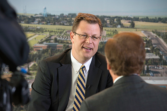 BYU-Idaho's new President, Clark G. Gilbert meets with the press. Marc Stevens opens up the press conference to the media for questions and answers.
