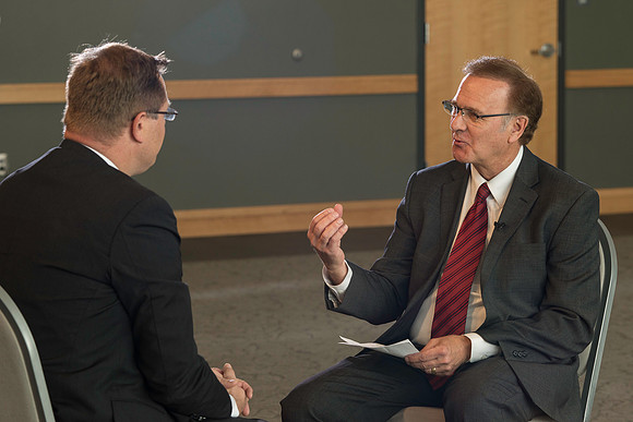 BYU-Idaho's new President, Clark G. Gilbert meets with the press. Marc Stevens opens up the press conference to the media for questions and answers.