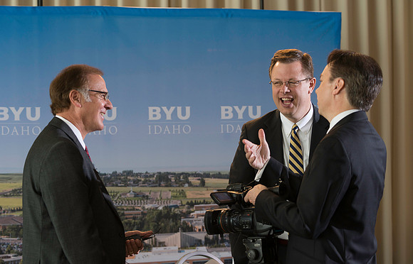 BYU-Idaho's new President, Clark G. Gilbert meets with the press. Marc Stevens opens up the press conference to the media for questions and answers.