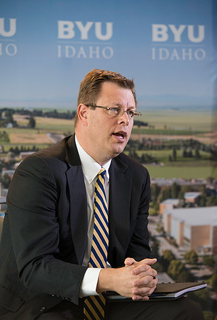 BYU-Idaho's new President, Clark G. Gilbert meets with the press. Marc Stevens opens up the press conference to the media for questions and answers.