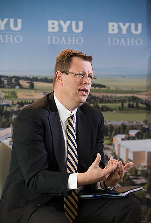 BYU-Idaho's new President, Clark G. Gilbert meets with the press. Marc Stevens opens up the press conference to the media for questions and answers.