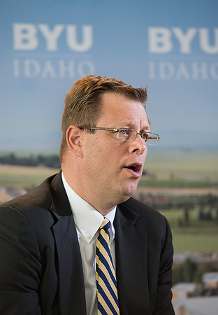 BYU-Idaho's new President, Clark G. Gilbert meets with the press. Marc Stevens opens up the press conference to the media for questions and answers.