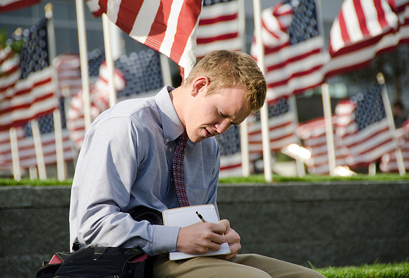 "Remembrance Field" Over 500 flags, each representing about 20 lives, were posted in the Central Quad at BYU-Idaho, each flag represent the civilians who perished in the attacks on September