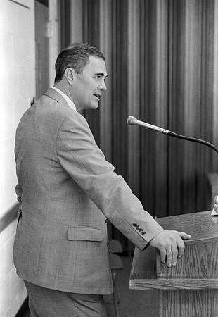 President Bennion makes an announcement at a press conference