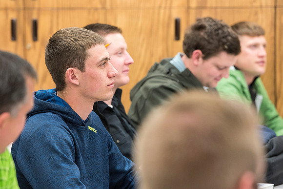 Students in a Civil Engineering class, Reinforced Concrete Design, are taught by Nathan Harris.