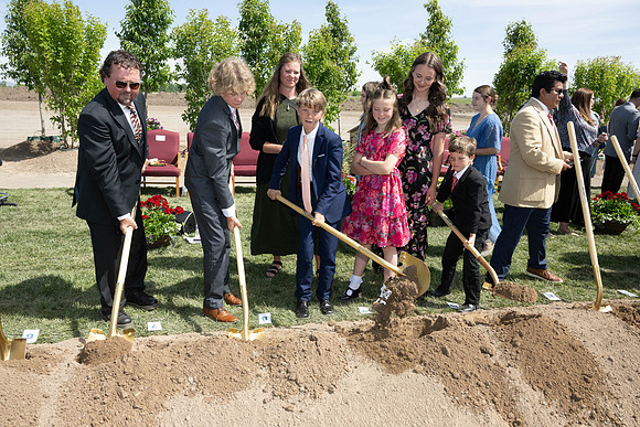 Teton River Temple Groundbreaking ceremony on a beautiful clear morning in North Rexburg, Idaho.