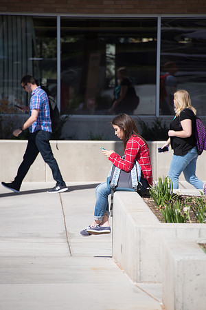 Students on campus during the first week of Spring Semester.