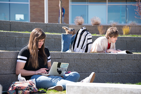 Students on campus during the first week of Spring Semester.