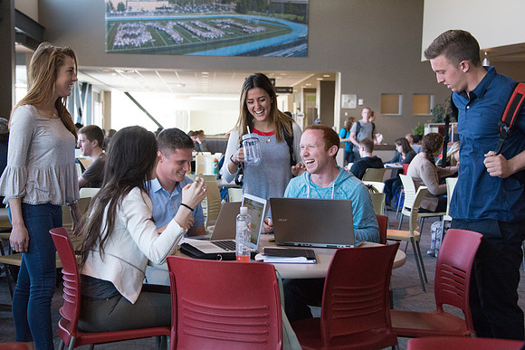 Students on campus during the first week of Spring Semester.