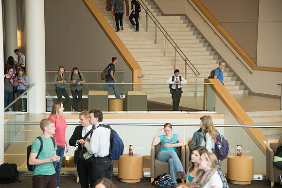 Students attend the first devotional of Spring Semester.