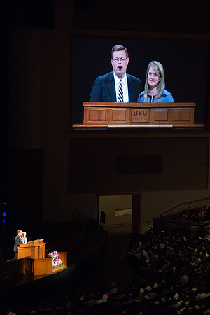 Students attend the first devotional of Spring Semester.