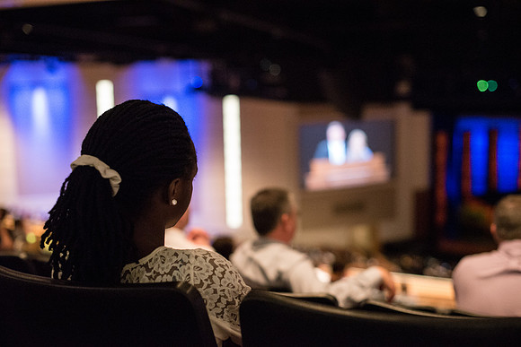 Students attend the first devotional of Spring Semester.