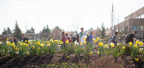 Students on campus during the first week of Spring Semester.