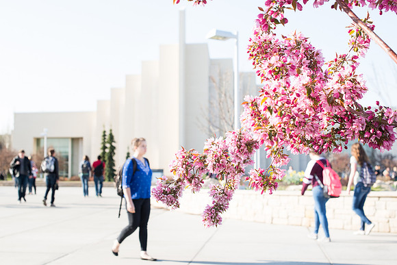 Students on campus during the first week of Spring Semester.
