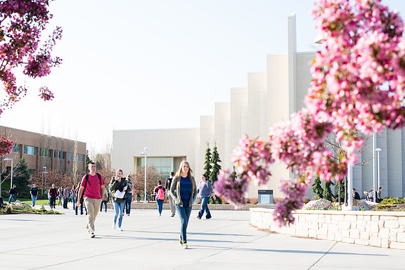 Students on campus during the first week of Spring Semester.