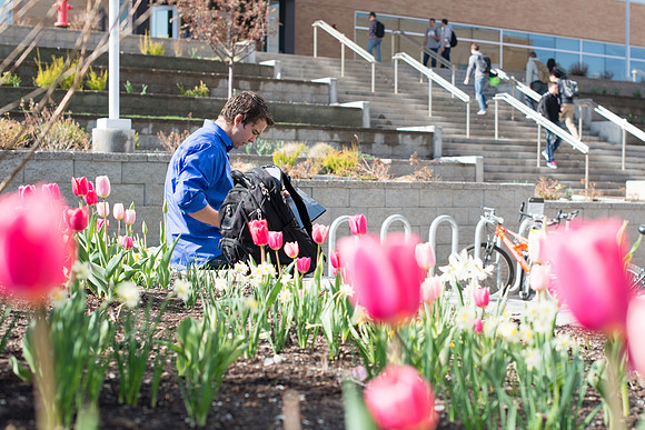 Students on campus during the first week of Spring Semester.