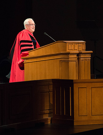 Elder Robert C. Gay, of the quorum of the seventy, speaks at Brigham Young University-Idaho's commencement ceremony. Photo by Ryan Chase