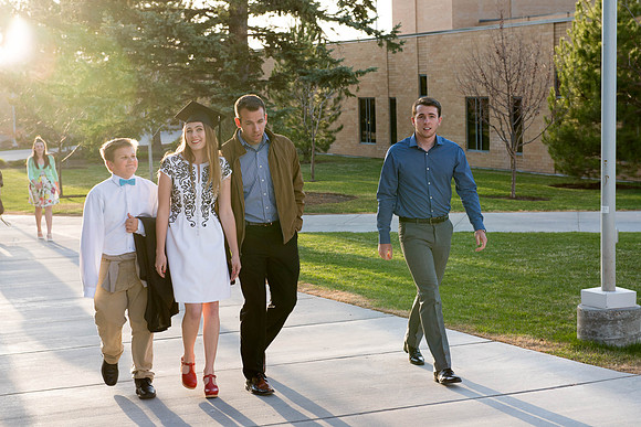 Gratuates with family and friends after the commencement ceremony. Photo by Ryan Chase