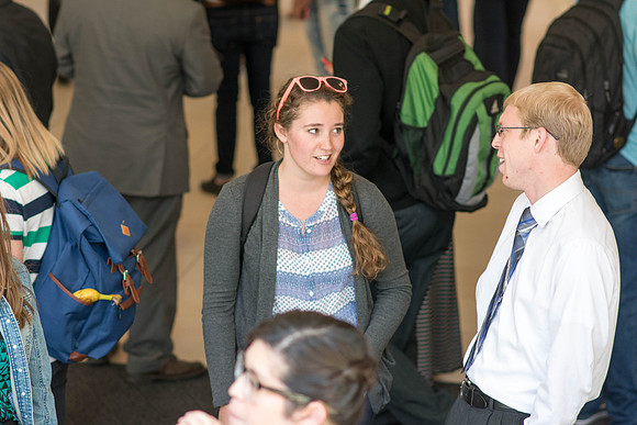 Students on their way to devotional.