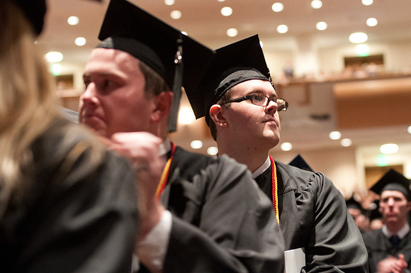 Winter 2012 Commencement, graduates during commencement addresses